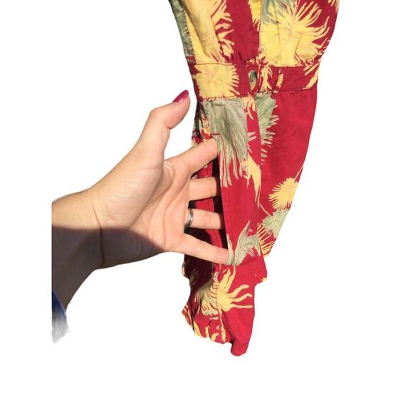 Free People Malibu Romper Women XS Red Yellow Tropical Beachy Boho Hawaii Cotton - Picture 11 of 13